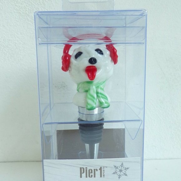Wine Bottle Stopper Dog Ceramic Puppy Lover NIB